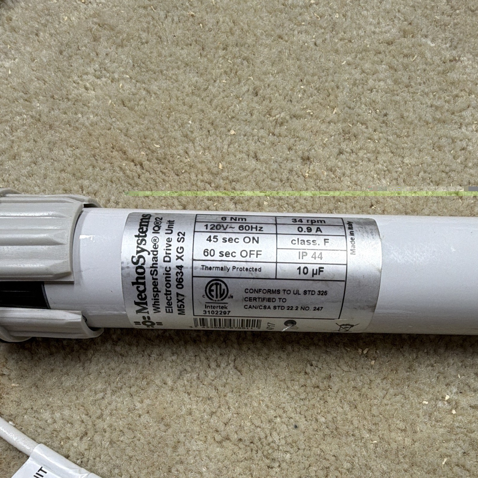 Mecho whisper Shade, IQ 2 Electronic Drive Unit Motor M5X7 0634 XG S2