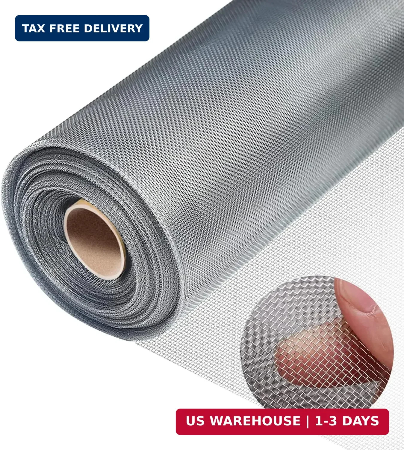 304 Stainless Steel Mesh, 47in x 10ft, 20 Mesh, Sturdy Metal Screen Roll for Win