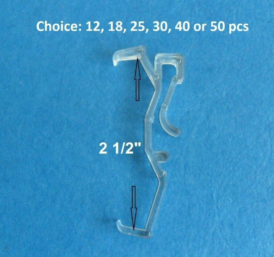 12 – 50 Pcs 2 1/2 Inch CLEAR Valance Clips For Faux & Wood Window Blinds 2.5″