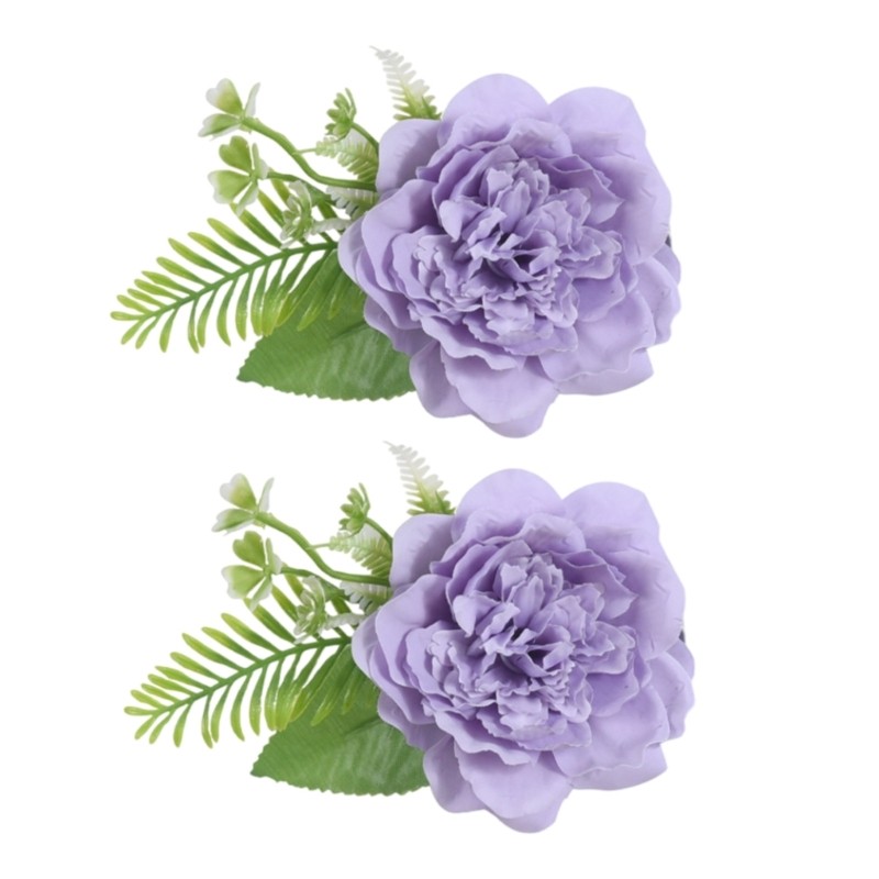 2pc Artificial Flower Curtain Ties Window Drapery Tiebacks Clips Home Styling