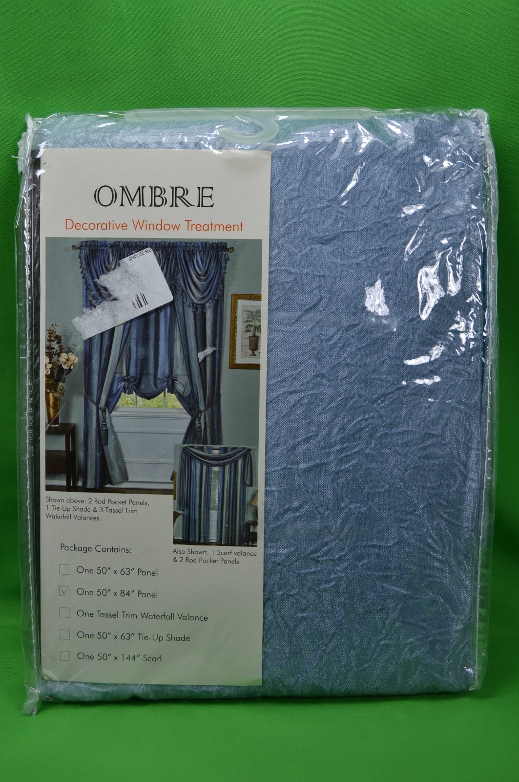 Achim OMBRE Decorative Window Treatment Panel 50 x 84″,1 Panel,New,Blue Crinkle