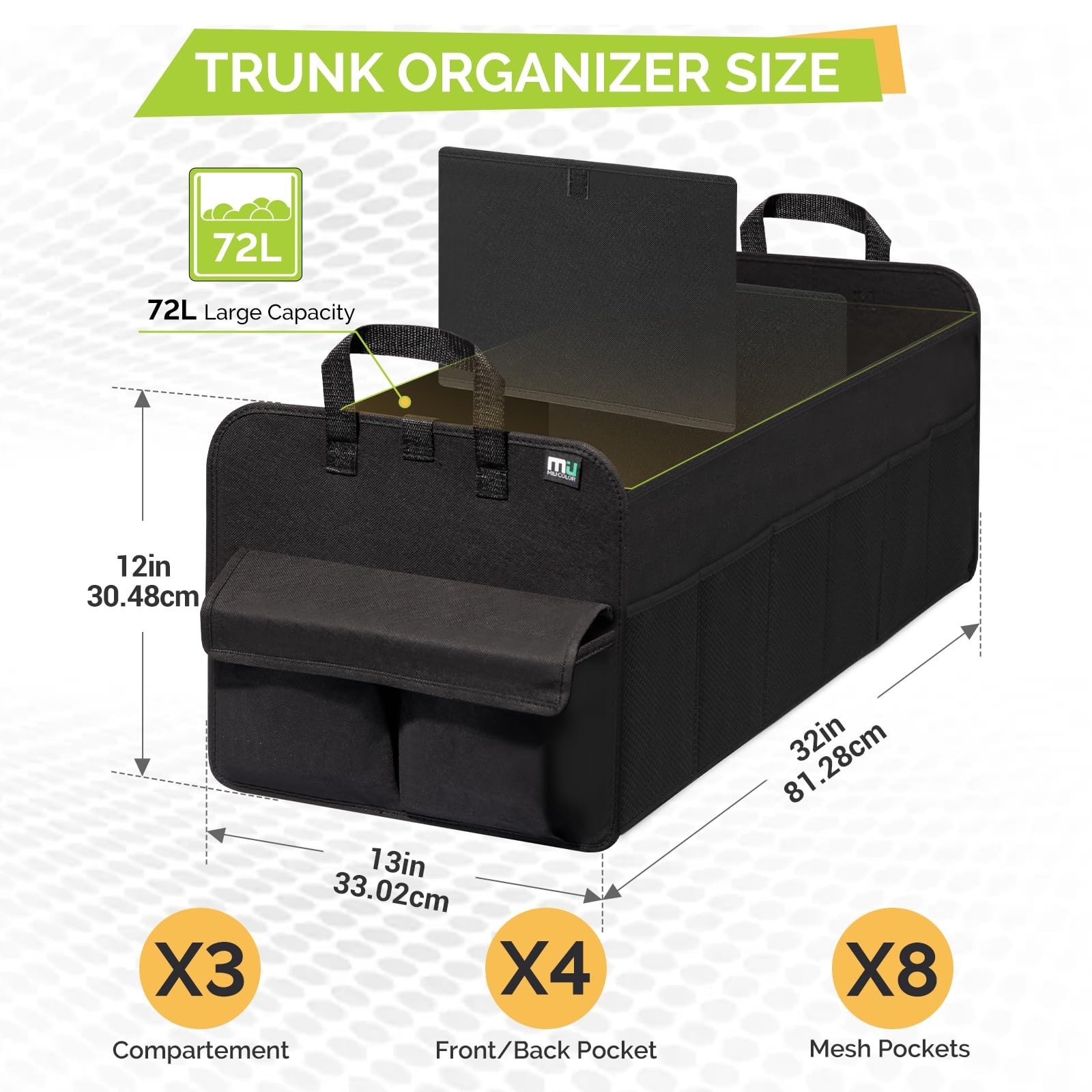 MIU COLOR Trunk Organizer for SUV, Collapsible Car Organizer, 12 Pockets Trun…