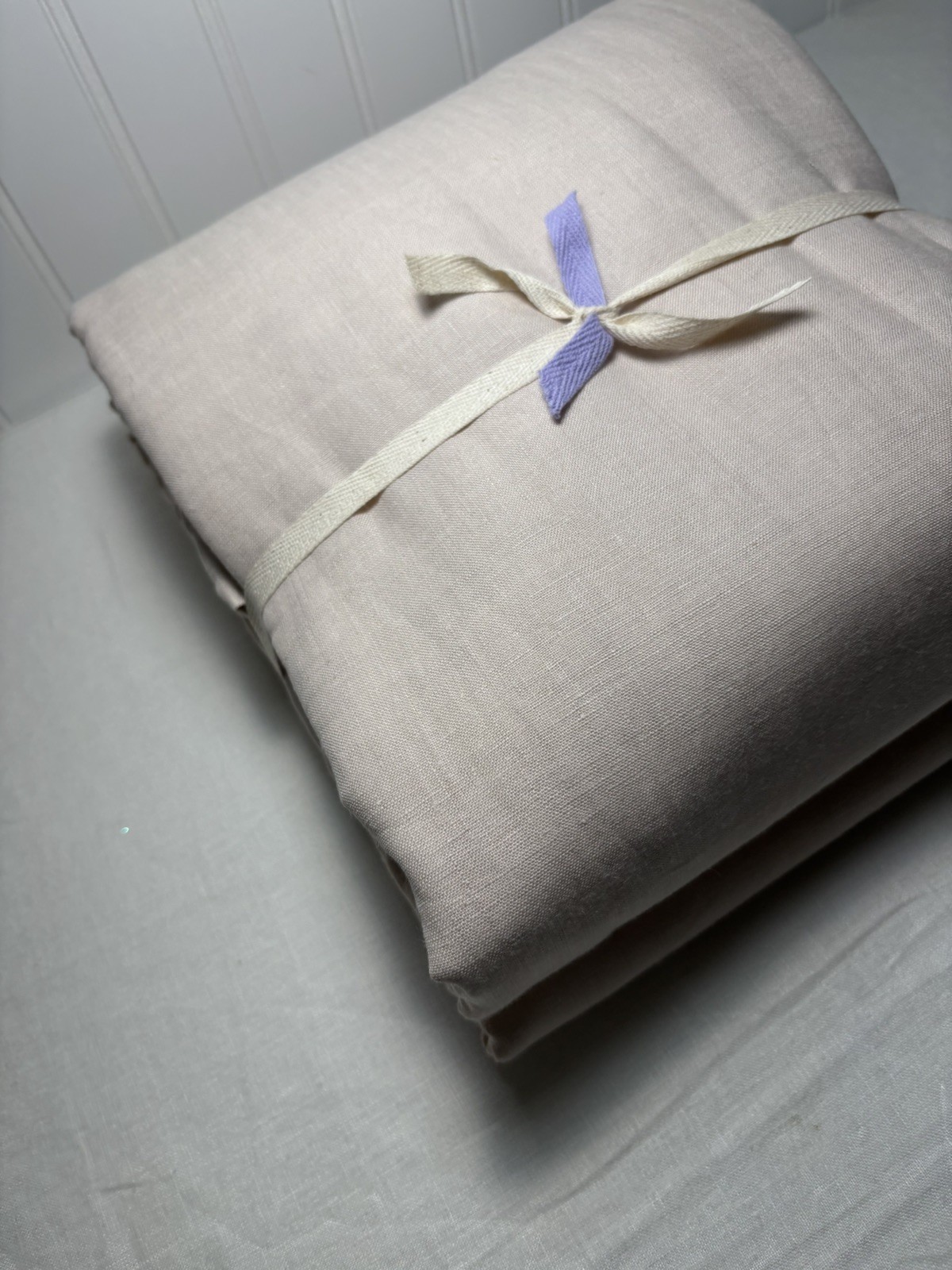 Pottery Barn Belgian Flax Linen Curtain ~ 100”W x 96” ~ Rosewater ~ Light Filter