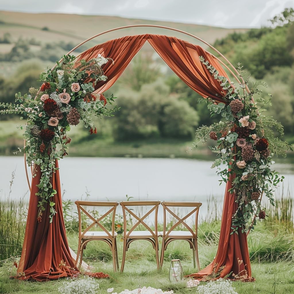 Terracotta Wedding Backdrop Fabric 1 Panel Sheer Wedding Drapes Arch Draping