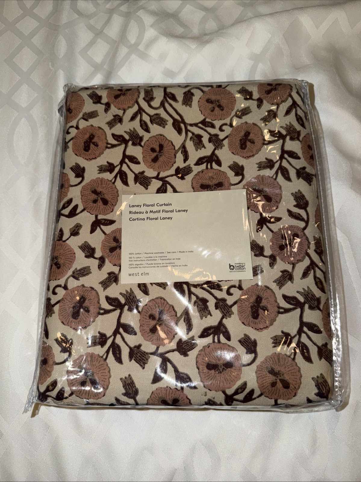 West Elm Laney Floral Curtain, 48x84in, Peony! One Panel!