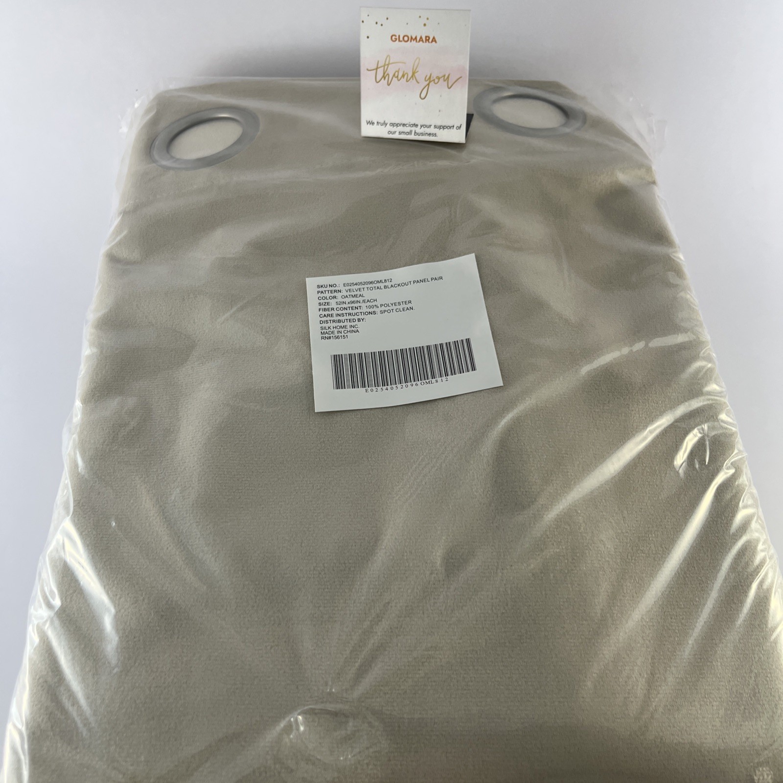 Velvet Total Blackout Curtain Panel Pair Oatmeal 52″ x 96″ Grommet NEW