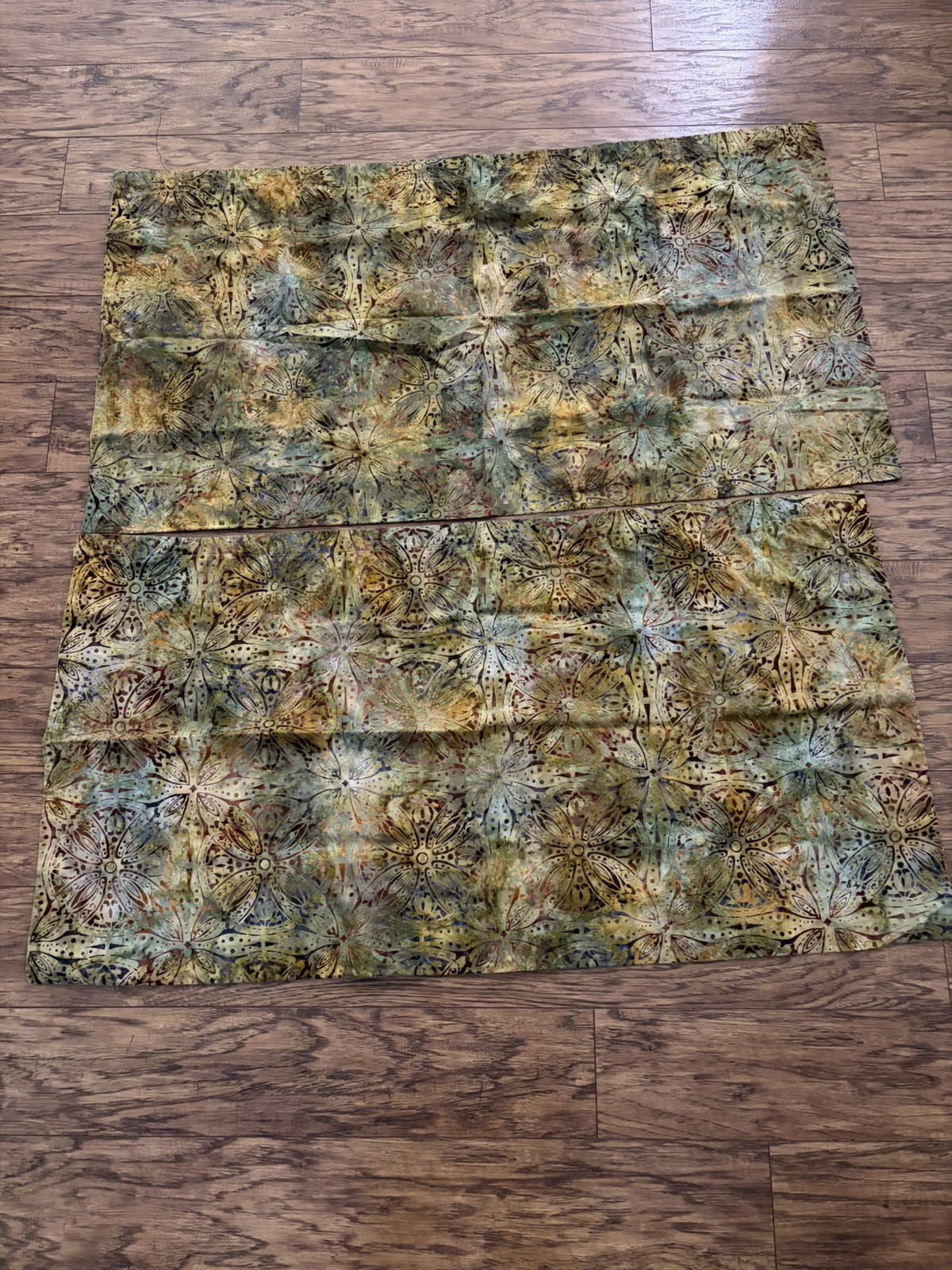 Fabric Curtain Panels. Set Of 2. Homemade. 43 inches x 23 inches