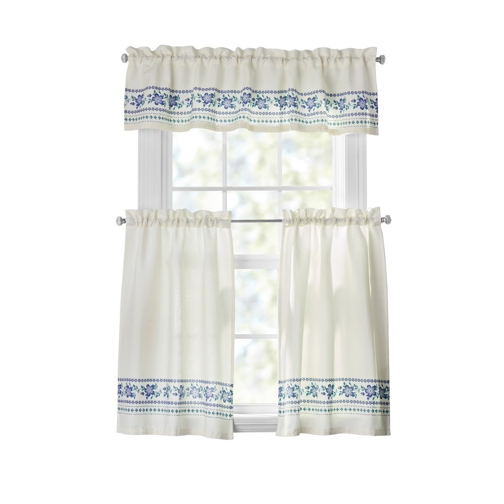 Hattie Border 3 Piece Tier Set, Teal & Perri, Blue/Green, Recycled Polyester,