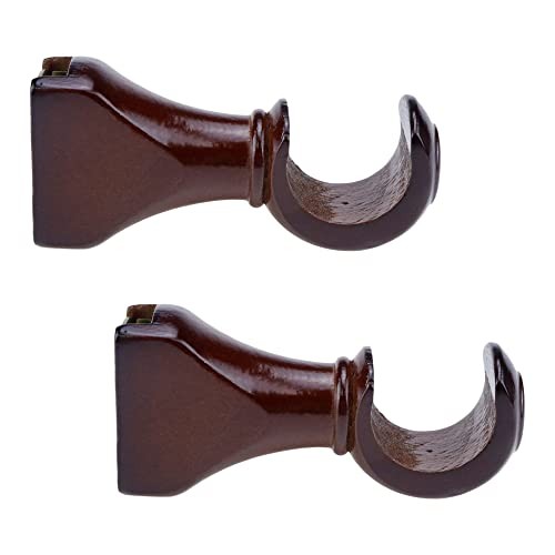 2-Pack Wood Curtain Rod Brackets,Return End Brackets for 1 1.37 inches Brown