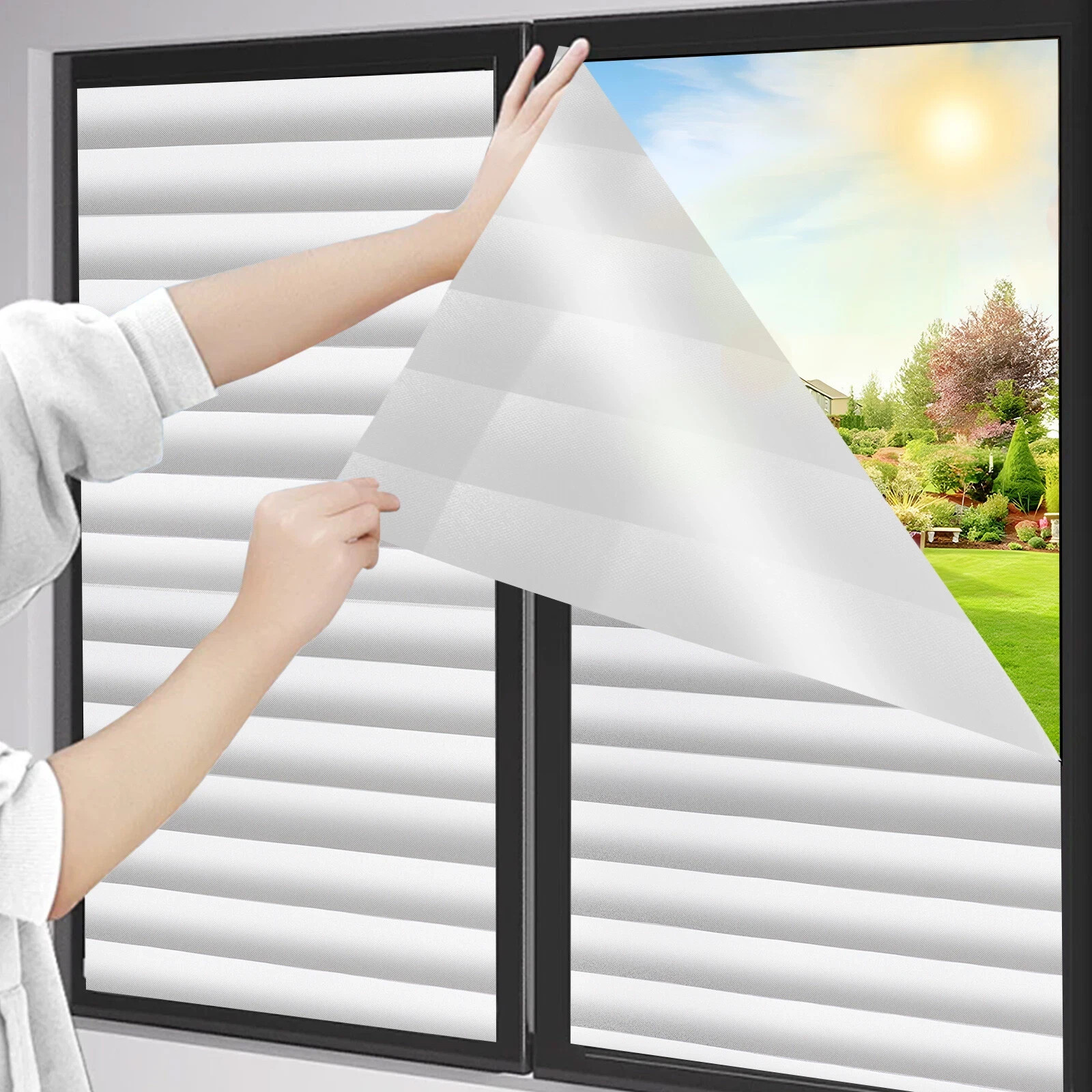 78.7 x 17.8” Privacy Window Film Covering Reeded Static Glass Sticker Cling