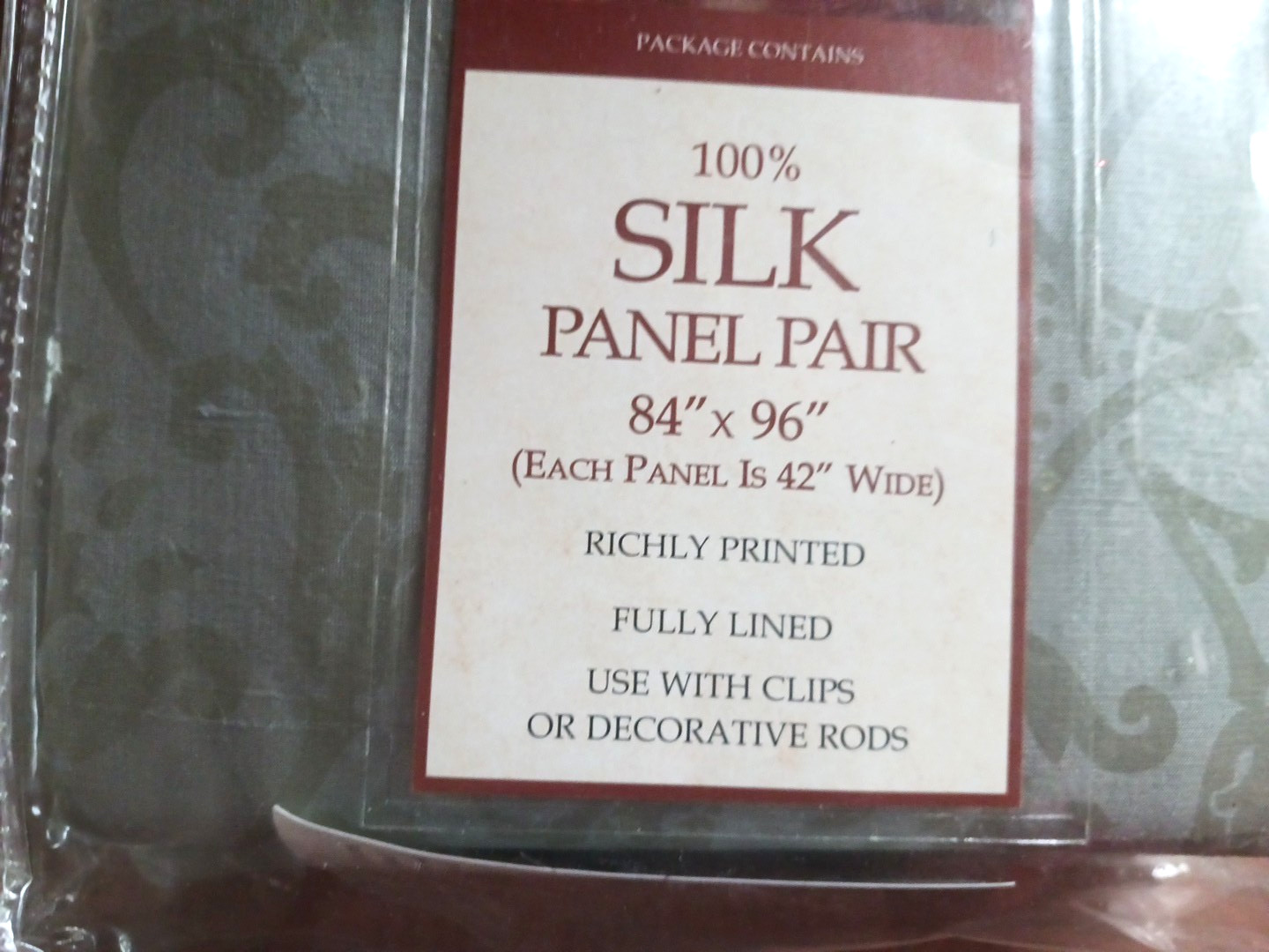 100% SILK Panel Pair Drapes {Choice of 3 Different Colors]