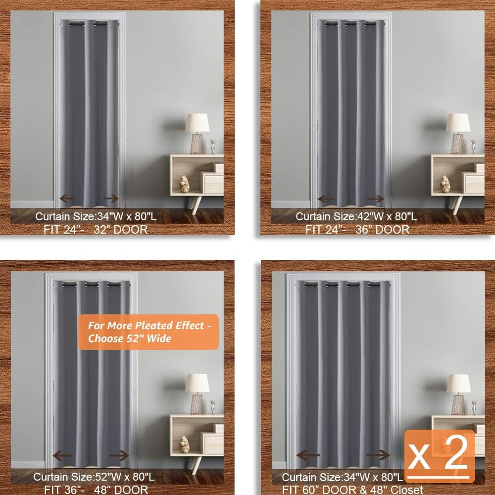 Thermal Insulated Door Curtain for Doorway, Closet Curtain for Open Closet, Wide