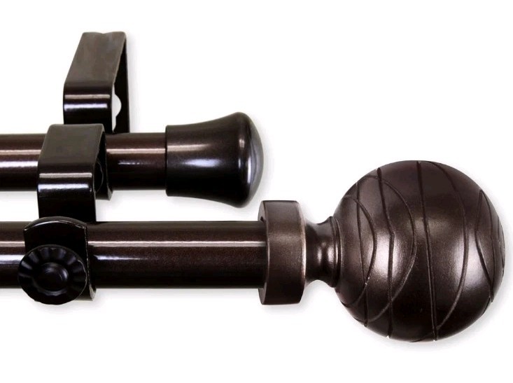 Rod Desyne 13/16″ Arman Corner Window Double Rod, 48-84 inch, Cocoa