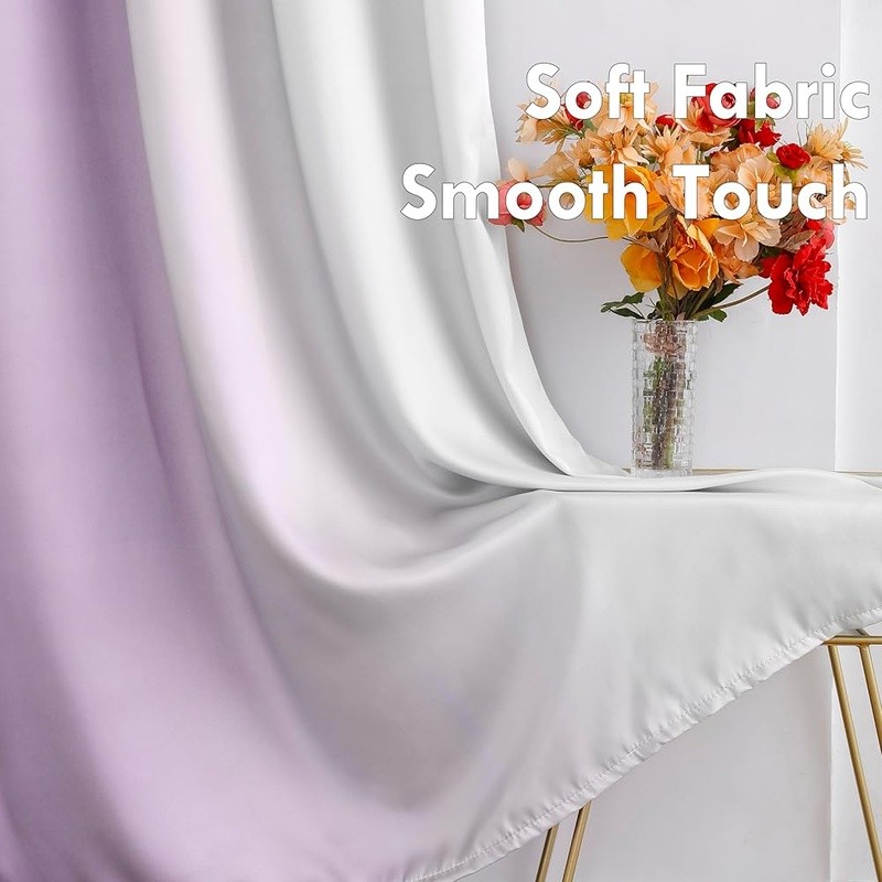 100% Blackout Ombre Curtains Set Thermal Insulated Noise Reducing Grommet Panels