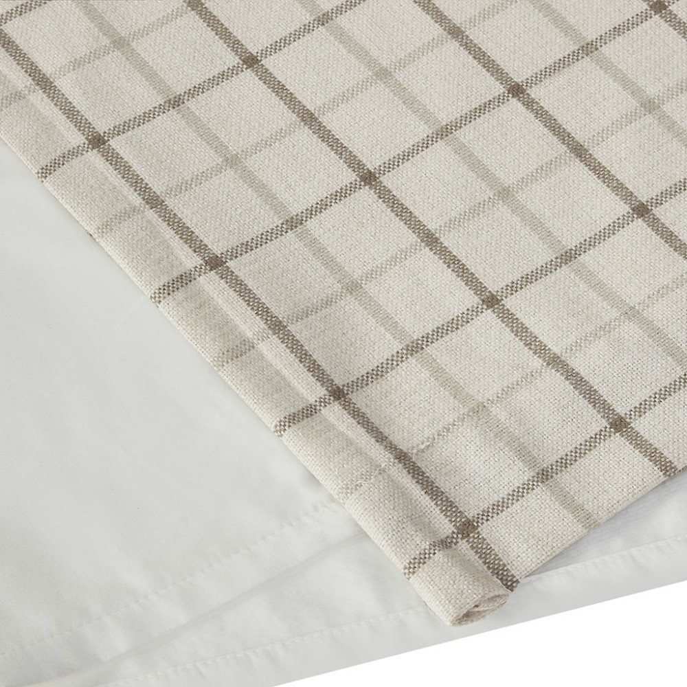Plaid Rod Pocket and Back Tab Curtain Panel with Fleece Lining Natural 50×95″