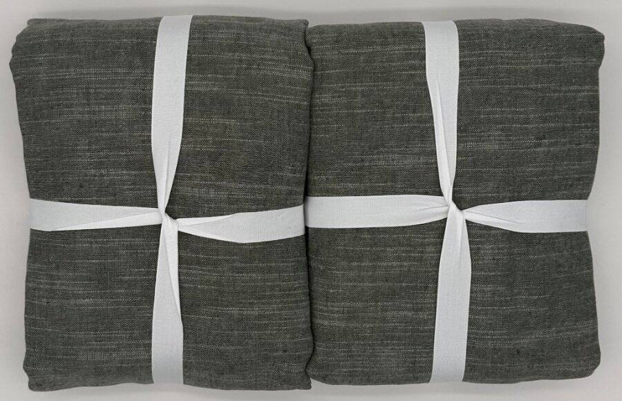 Pottery Barn Emery Linen Poletop BLACKOUT Curtain (2) 50 x 96 Loden Green
