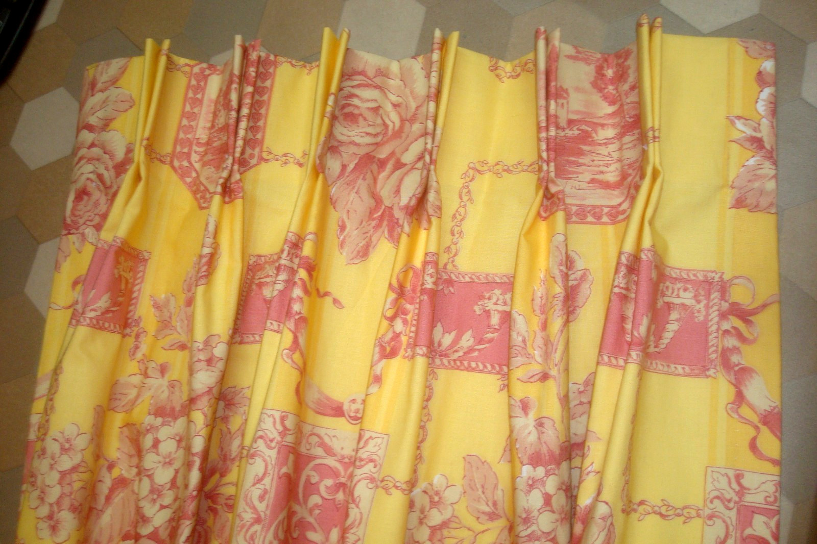 New Custom Lined DRAPES 2 pc Duralee Pastoral Classique Toile Pleated 96″ lg
