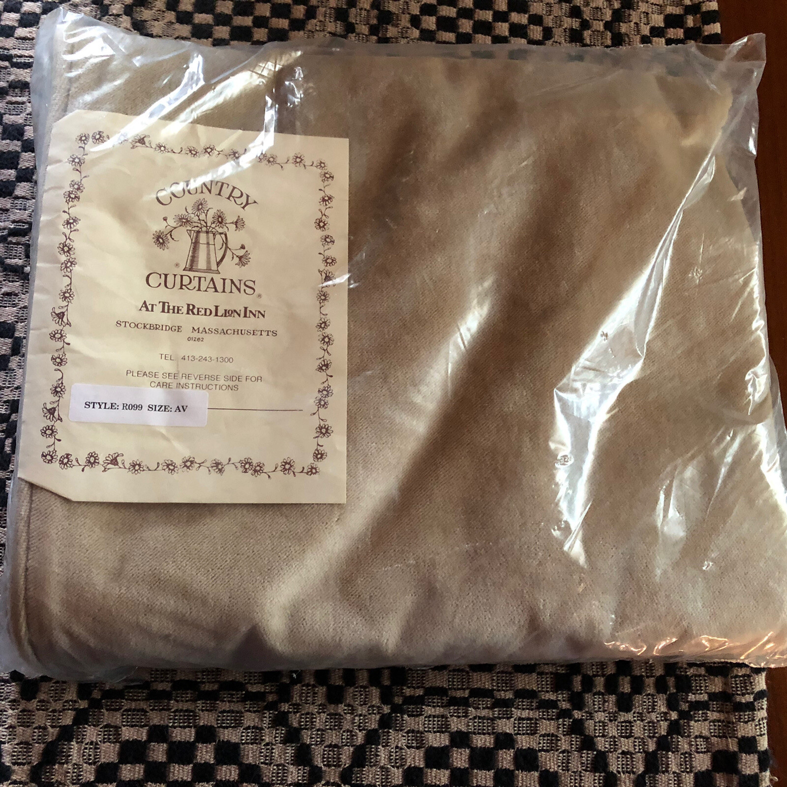 Country Curtains Tan Natural Velour lined Valance SZ AV 98″x25″ NEW Style R099