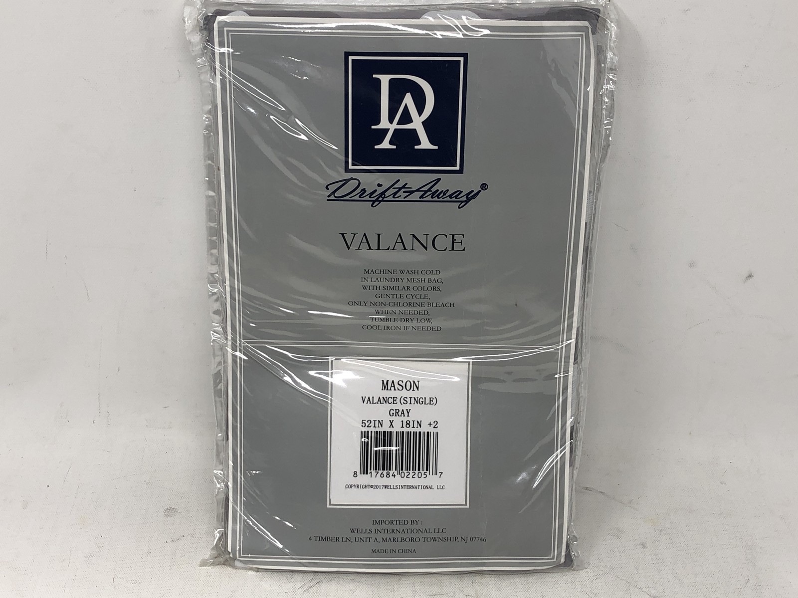 Drift Away Mason Valance (Single) Curtain – Gray 52″X18″ + 2 Header