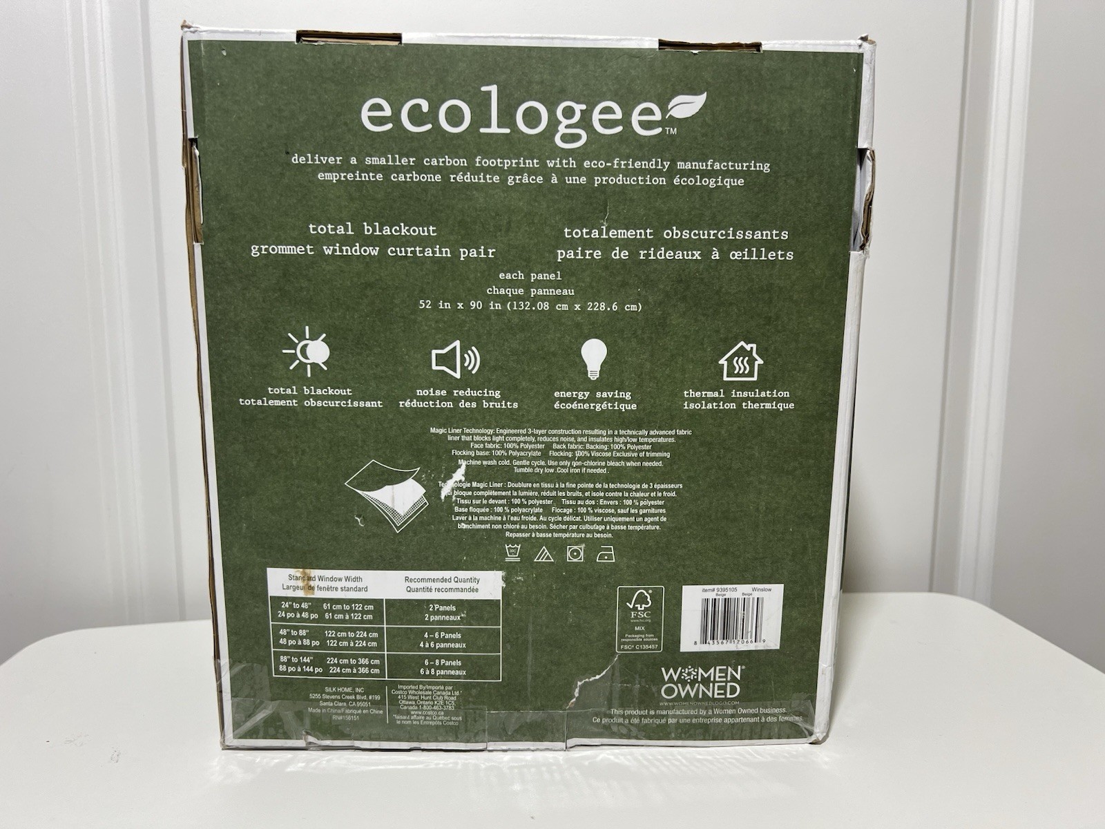 2 Ecologee Total Blackout Grommet Window Curtains, Eco-friendly 52in X 90in