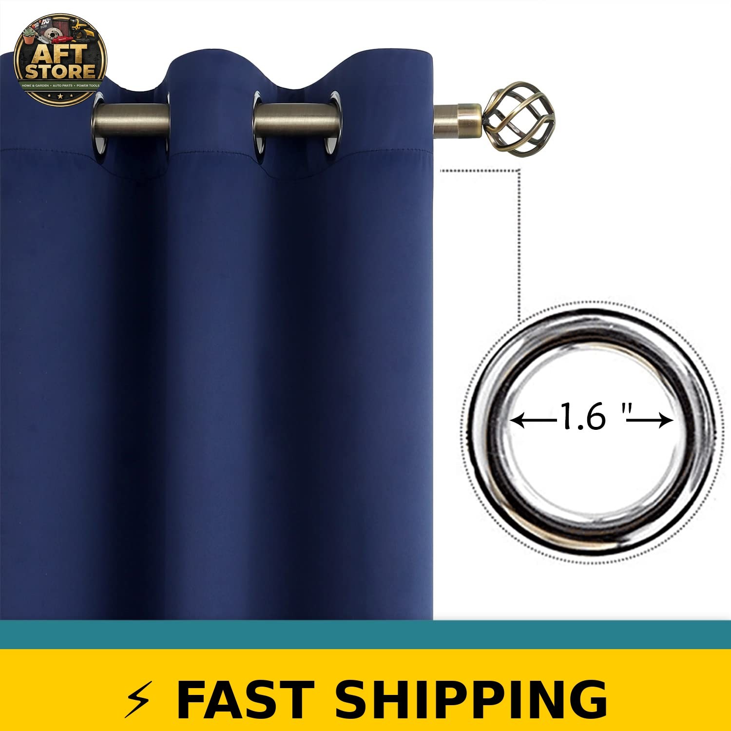 BGment Blackout Curtains 63 Inch Navy Blue Grommet 2 Panels