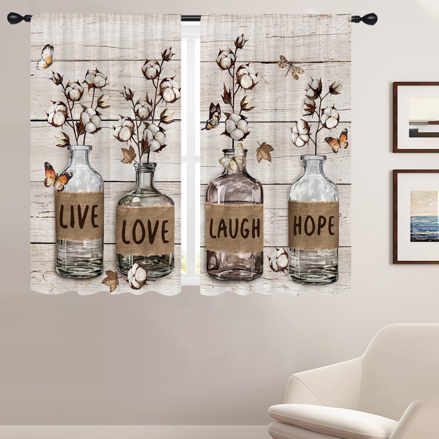 Farmhouse Kitchen Window Curtains 27.5 X 39 Inch Small Short Mini Cafe Rod Pocke