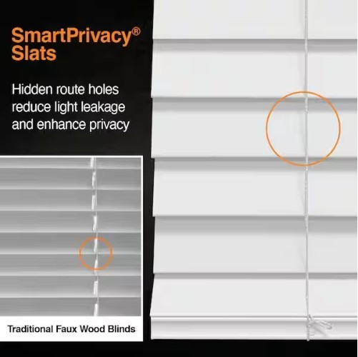 CUSTOM SIZE Cordless Faux Wood Blinds for Windows with 2.5 in. Slats
