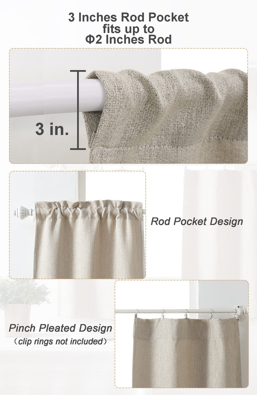 2 PC Valance for Window 10 Inch Length,Kitchen Window Valances Light Blocking…