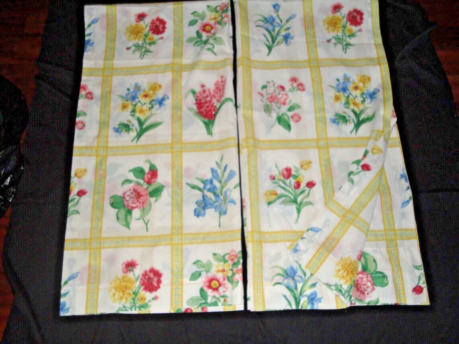 SPRINGS YELLOW BOTANICAL ROSES PINK BLUE GREEN FL (2PC) CURTAINS PANELS 40X84