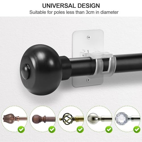 No-Drill Curtain-Rod Adhesive-Brackets Adjustable-Holder – 20 6PCS Transparent