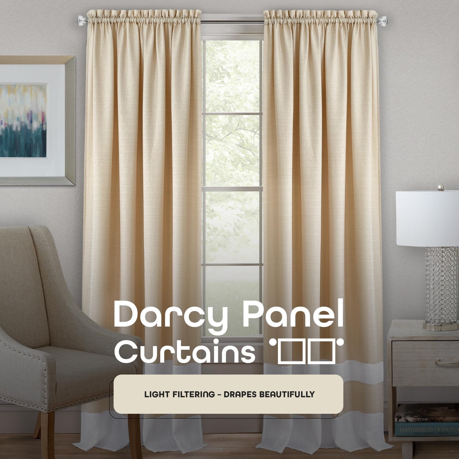 Light Filtering Curtain Panel for Windows – 52 x 84 – Lightweight Rod Pocket …