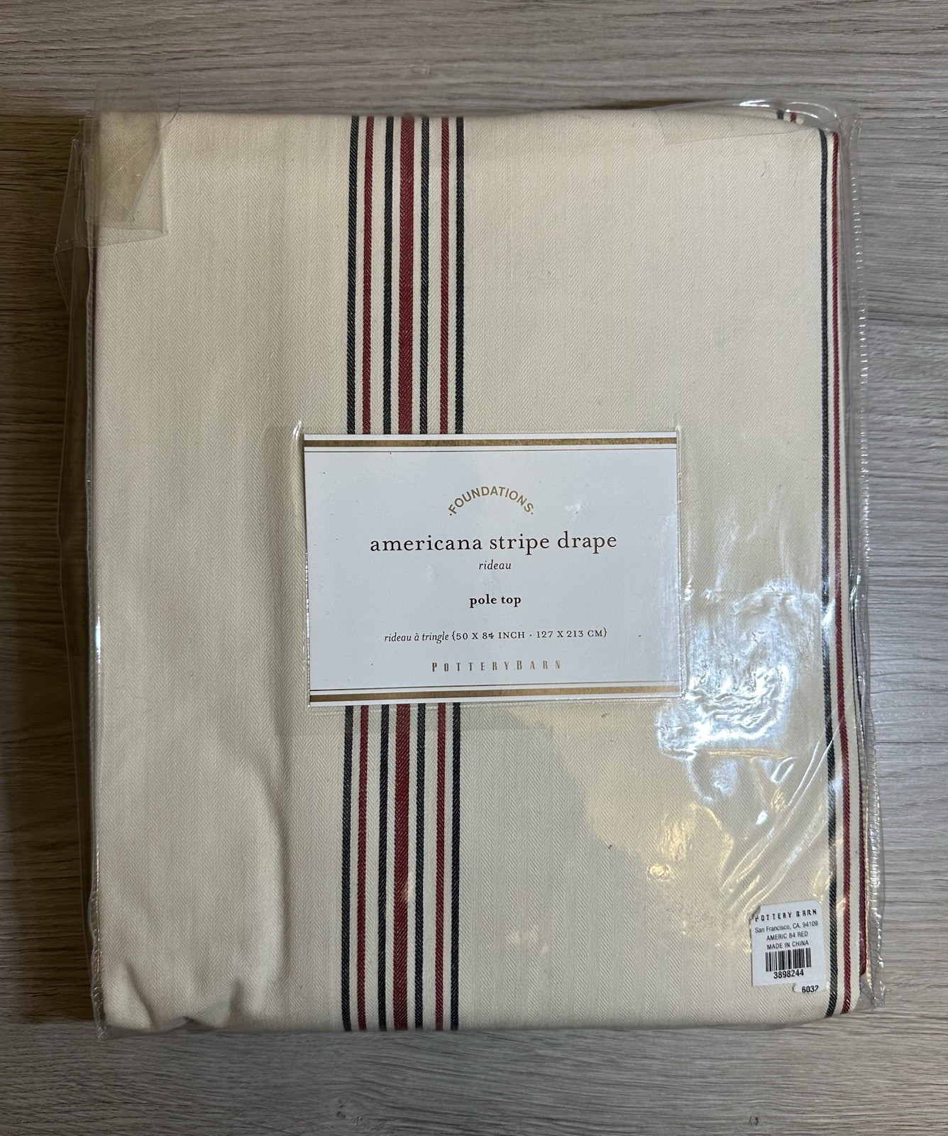 Pottery Barn Curtain Panel 50×84 Americana Stripe Cotton Farmhouse Coastal Drape