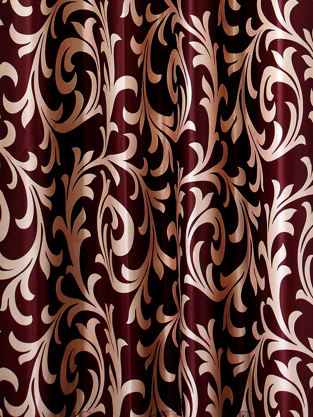 2 Piece Polyester Scroll Frill Door Curtain Maroon 7ft