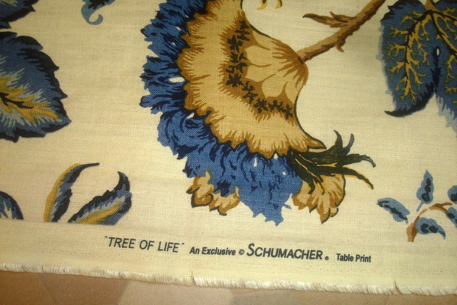 Custom Remade SCHUMACHER Drapes LINEN 2 pc Tree of Life Lined Pleated 103″ lg