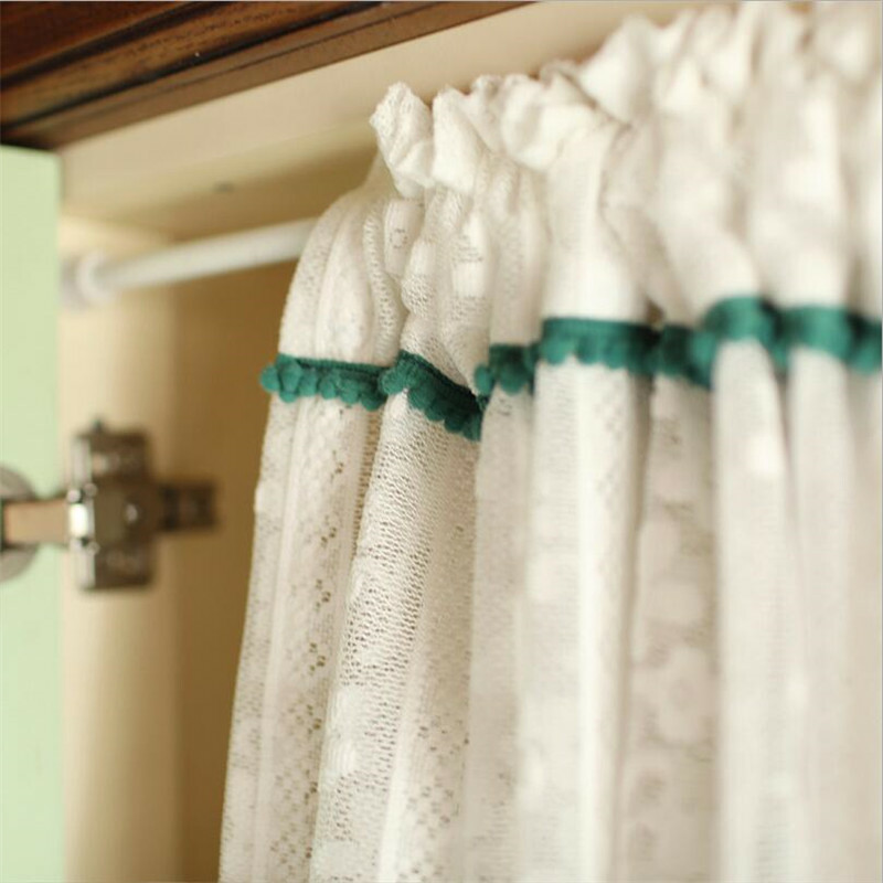 White Lace Short Curtain Kitchen Half Curtain Cafe Cabinet Bathroom Door Decor