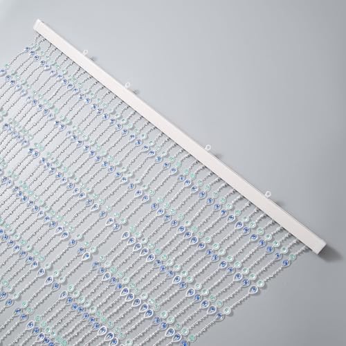 Beaded Curtains String Curtain Wall Panel Window 36″W x 72″L (Pack of 1) Blue