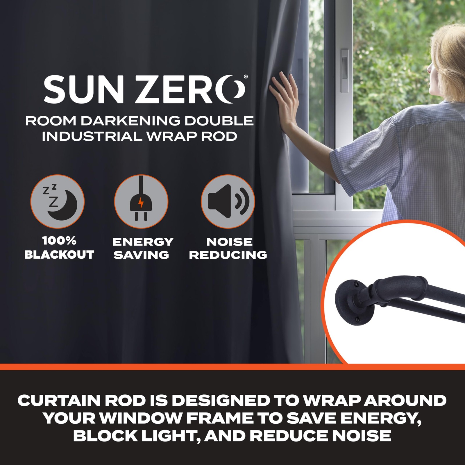– Bronn Double Curtain Rod, Industrial Pipe Wraparound Design, Durable Textur…