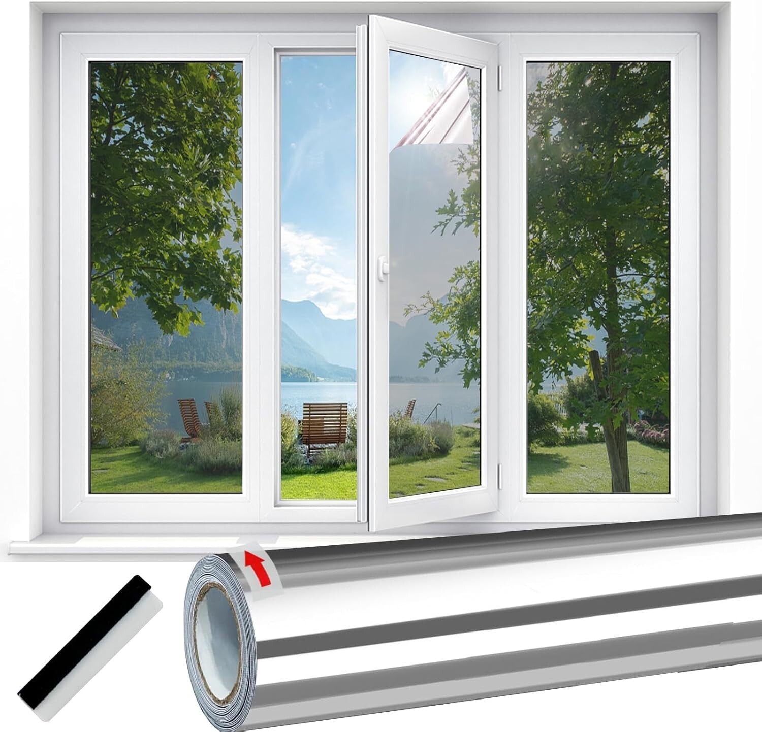 3 Pack Privacy Window Film 23.6″x78.7″ OneWay Reflective Window Tint UV Blackout
