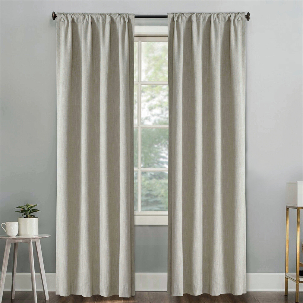 Bedford Linen Blend Curtains Drapes 2 Panels Light Filtering Window Drapes Gray