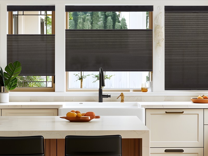 No Drill Top Down Light Filtering Brown Cellular Shade Cordless Honeycomb Blinds