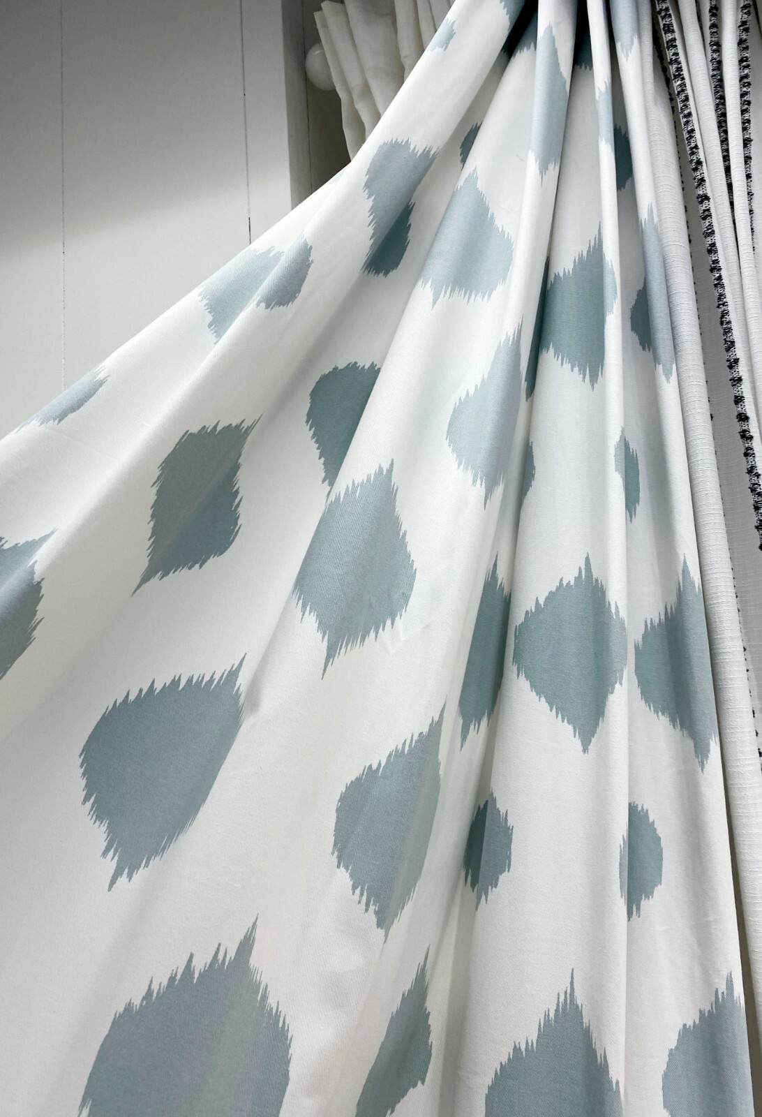 Ikea ANTENNMAL Curtains 2 Panels (1 pair) 57″ x 98″ Geometric White/Blue NEW
