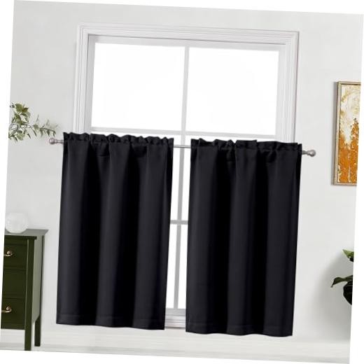 out Kitchen Curtains 36 Inch Length 2 Pcs, 30″W x 36″L (Pack of 2) Black