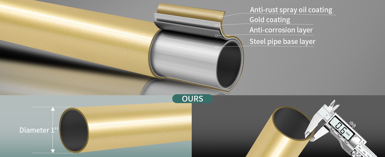 Gold Curtain Rod, Room Darkening Rods for Windows 28 to 48 Inches(2.3-4Ft), Wrap