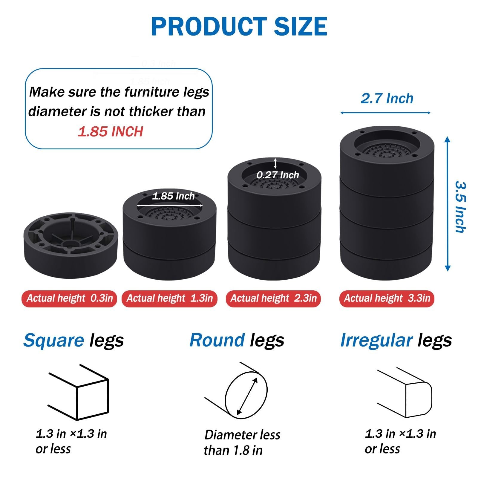 ANNKUT Furniture Risers 1 inch，Round Bed Risers Heavy Duty for Chair Tabl
