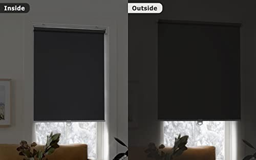 No Tools No Drill Cordless Roller Shades, 100%out Roller 20” W x 72” H Black
