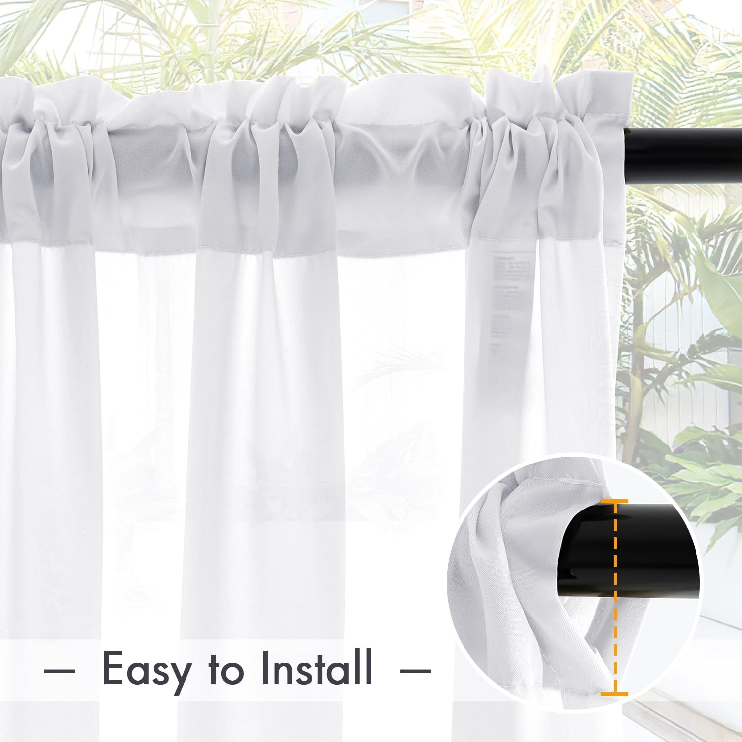 White Privacy Outdoor Curtains Waterproof Non-See-Through Semi Sheer 2 Panels…