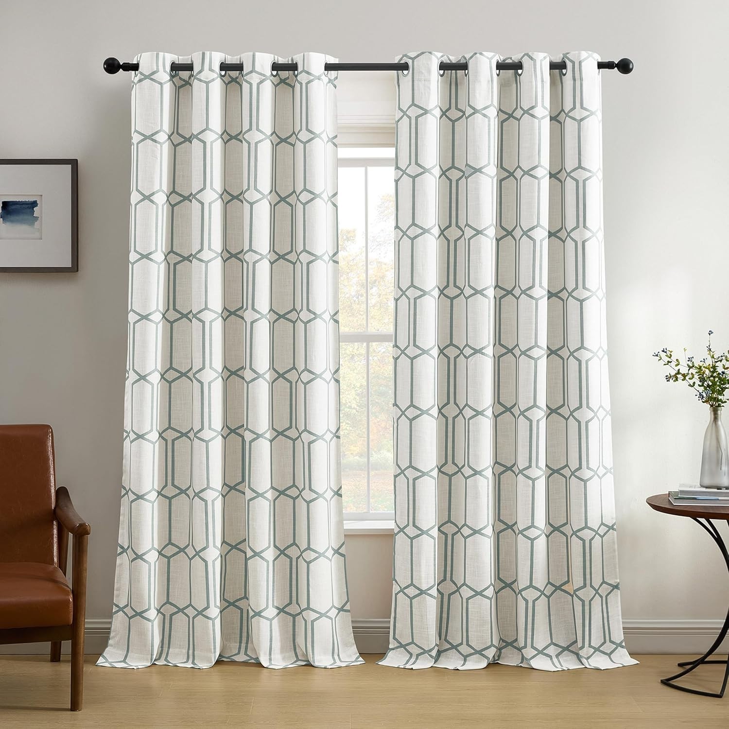 Elrene Home Fashions Kaiden Geometric Room-Darkening Window Curtain, 52×95″