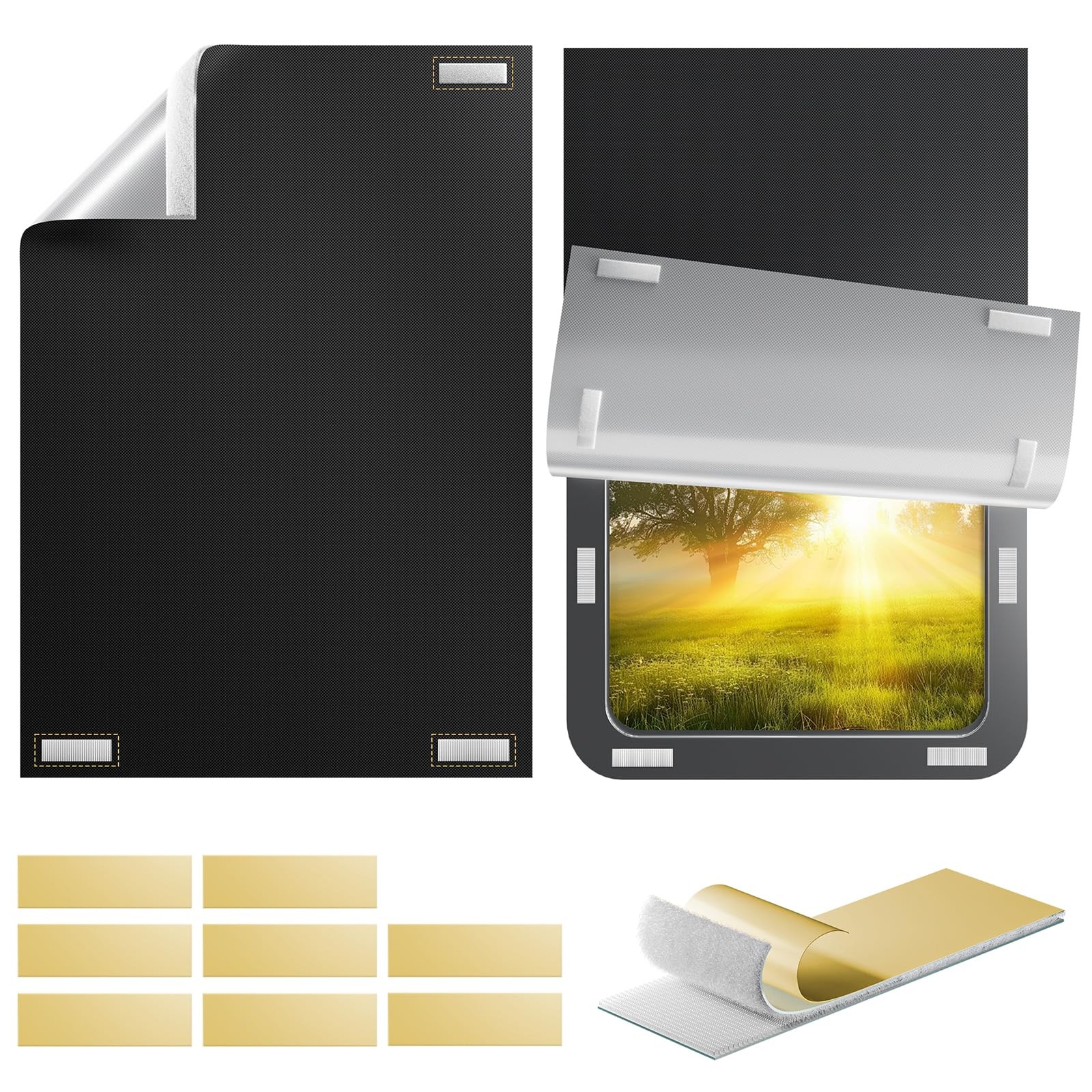 RV Door Window Shade Cover – 100% Blackout Window Cover with Upgraded Hook&Lo…