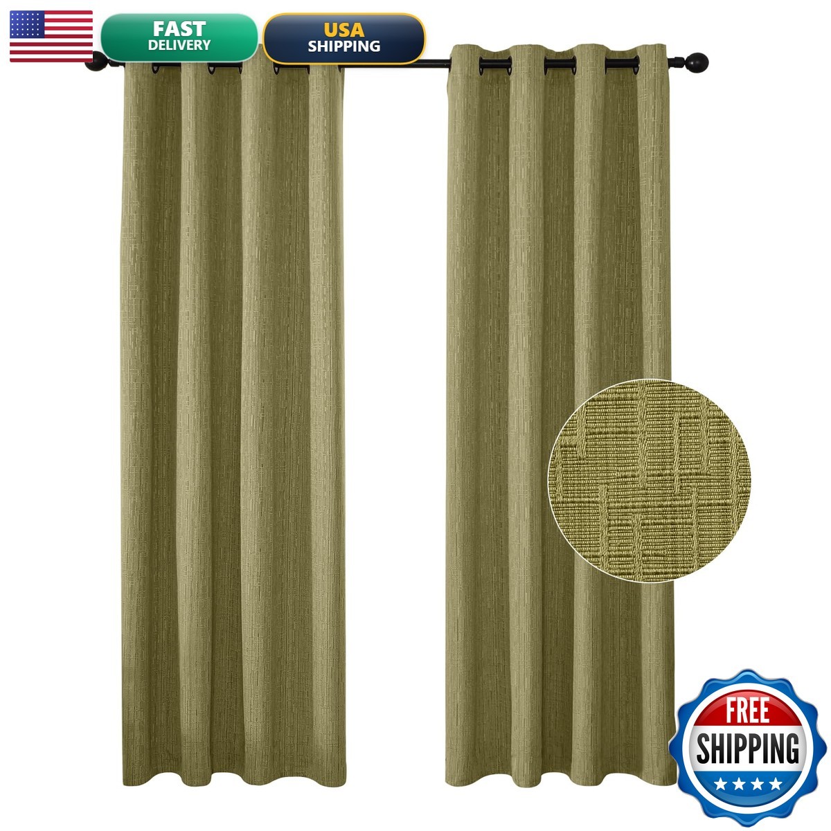 Jsfly Jacquard Linen Curtains 108 Inch Length 2 Panels Thick Faux Linen Blended