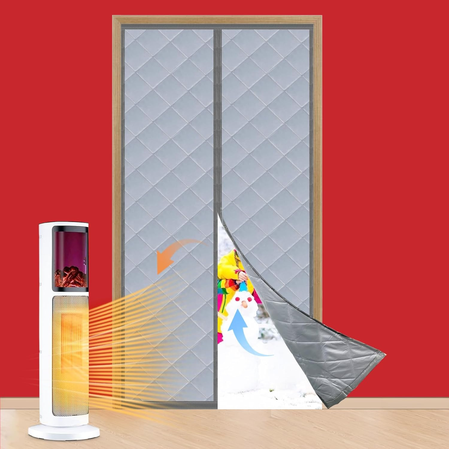 Thermal Insulated Magnetic Door Curtain for Winter – Fits Opening 36X82 in (Actu